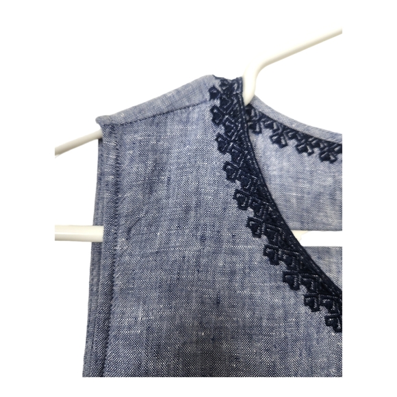 Artisan NY 100% Linen Coastal Boho Embroidered Mini Dress - Picture 3 of 9